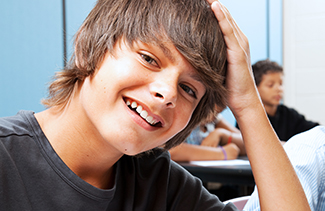 Closeup of a happy middle school student